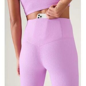 Athleta Ultra High rise Elation Tight Ribbed Women’sSz L Orchard Pink Like New!